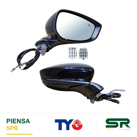ESPEJO DERECHO ELÉCTRICO 11 PINES CON DIRECCIONAL CON DESEMPAÑANTE PARA PINTAR CON SENSOR DE PUNTO CIEGO CON MEMORIA MAZDA 3 2019-2025 TYG