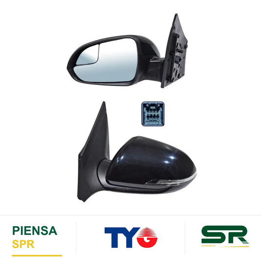 ESPEJO IZQUIERDO ELÉCTRICO 6 PINES CON DIRECCIONAL CON DESEMPAÑANTE PARA PINTAR CON SENSOR DE PUNTO CIEGO HYUNDAI ACCENT 2018-2022 TYG