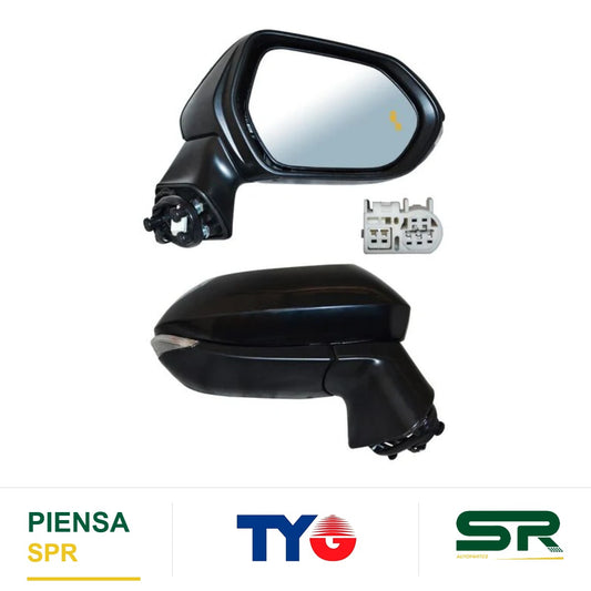 ESPEJO DERECHO ELÉCTRICO 7 PINES CON DIRECCIONAL CON DESEMPAÑANTE PARA PINTAR CON SENSOR DE PUNTO CIEGO TOYOTA COROLLA 2020-2024 TYG