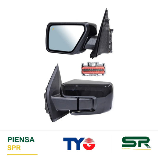 ESPEJO DERECHO ELÉCTRICO 16 PINES CON DIRECCIONAL CON DESEMPAÑANTE AUTOABATIBLE PARA PINTAR CON SENSOR DE PUNTO CIEGO CON MEMORIA CON LUZ INFERIOR FORD PICKUP F-150 250404 2021-2024 TYG