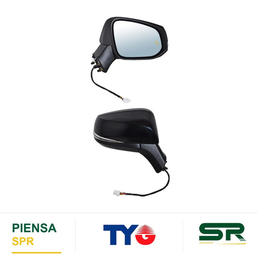 ESPEJO DERECHO ELÉCTRICO 10 PINES CON DIRECCIONAL CON DESEMPAÑANTE PARA PINTAR CON SENSOR DE PUNTO CIEGO CON LUZ INFERIOR TOYOTA RAV4 ADVENTURE 2019-2024 / TOYOTA LIMITED 2019-2024 TYG