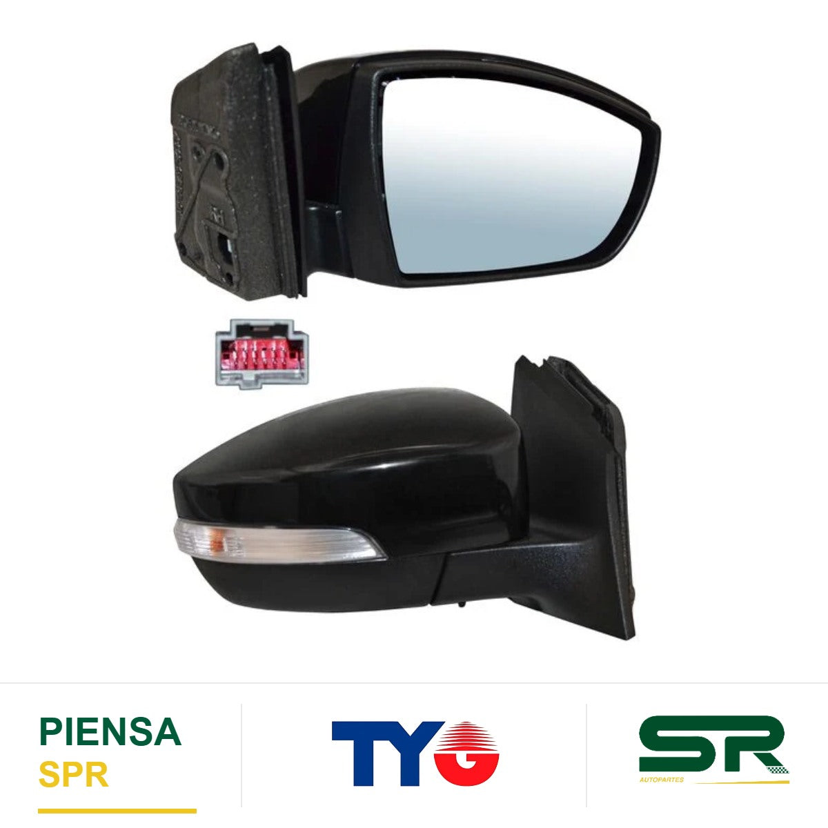 ESPEJO DERECHO ELÉCTRICO PARA PINTAR CON LUZ INFERIOR CON DIRECCIONAL CON SENSOR PUNTO CIEGO Y TEMP CON DESEMPAÑANTE 11 PINES FORD FOCUS 2015-2017 TYG