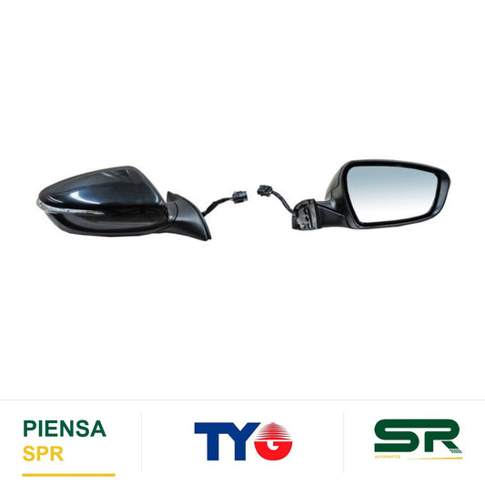 ESPEJO DERECHO ELÉCTRICO 10 PINES CON DIRECCIONAL CON DESEMPAÑANTE AUTOABATIBLE PARA PINTAR CON LUZ INFERIOR KIA FORTE 2016-2018 / KIA 2014-2016 TYG