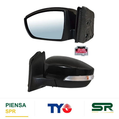 ESPEJO IZQUIERDO ELÉCTRICO PARA PINTAR CON LUZ INFERIOR CON DIRECCIONAL CON SENSOR PUNTO CIEGO CON DESEMPAÑANTE 11 PINES FORD FOCUS 2015-2017 TYG