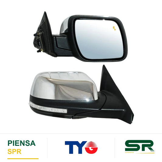 ESPEJO DERECHO ELÉCTRICO 11 PINES CON DIRECCIONAL CON DESEMPAÑANTE AUTOABATIBLE CROMADO CON SENSOR DE PUNTO CIEGO CON MEMORIA CON LUZ INFERIOR FORD EXPLORER 2016-2018 TYG