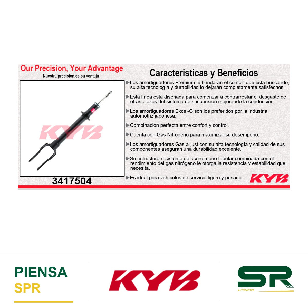 AMORTIGUADOR DELANTERO GAS EXCEL-G DODGE DURANGO TODOS (2011-2012) - JEEP GRAND CHEROKEE (2011-2015). KYB
