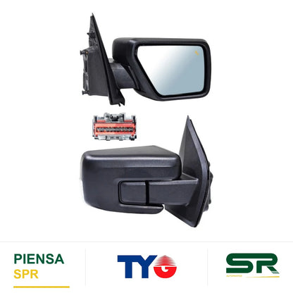 ESPEJO DERECHO PICKUP F150 ELÉCTRICO POROSO CON DIRECCIONAL CON DESEMPAÑANTE CON LUZ INFERIOR CON SENS PUNTO CIEGO CON SENS TEMP 13 PINES FORD 2021-2024 TYG
