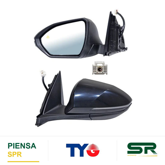 ESPEJO IZQUIERDO ELÉCTRICO 8 PINES CON DIRECCIONAL CON DESEMPAÑANTE PARA PINTAR CON SENSOR DE PUNTO CIEGO HYUNDAI TUCSON 2022-2023 TYG