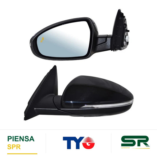 ESPEJO IZQUIERDO ELÉCTRICO 8 PINES CON DIRECCIONAL CON DESEMPAÑANTE AUTOABATIBLE PARA PINTAR CON SENSOR DE PUNTO CIEGO KIA FORTE 2019-2024 TYG