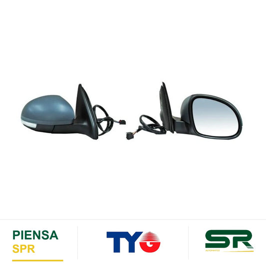 ESPEJO DERECHO ELÉCTRICO 13 PINES CON DIRECCIONAL CON DESEMPAÑANTE AUTOABATIBLE PARA PINTAR CON LUZ INFERIOR VOLKSWAGEN TIGUAN 2009-2017 TYG