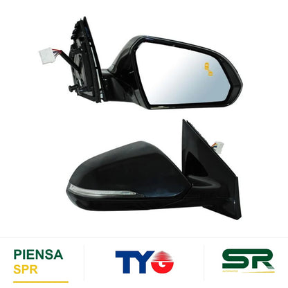 ESPEJO DERECHO ELÉCTRICO PARA PINTAR BASE NEGRA CON DIRECCIONAL CON SENS PUNTO CIEGO CON DESEMPAÑANTE CON MEM 12 PINES HYUNDAI SONATA 2015-2017 TYG