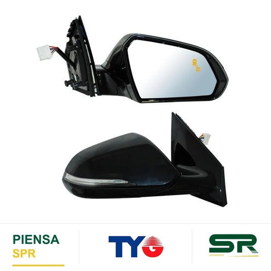 ESPEJO DERECHO ELÉCTRICO 12 PINES CON DIRECCIONAL CON DESEMPAÑANTE PARA PINTAR BASE NEGRA CON SENSOR DE PUNTO CIEGO CON MEMORIA HYUNDAI SONATA 2015-2017 TYG