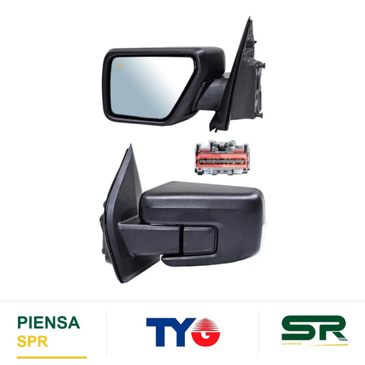 ESPEJO IZQUIERDO ELÉCTRICO 11 PINES CON DIRECCIONAL CON DESEMPAÑANTE TEXTURIZADO CON SENSOR DE PUNTO CIEGO CON LUZ INFERIOR FORD PICKUP F-150 250404 2021-2024 TYG