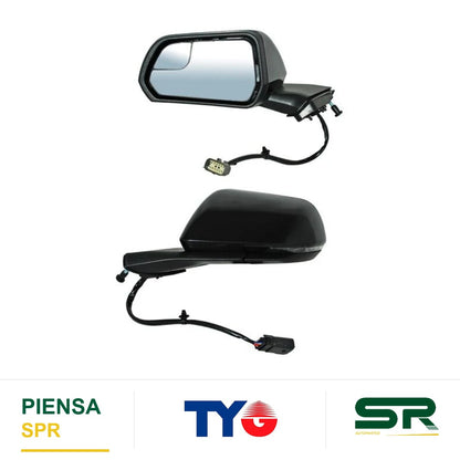 ESPEJO IZQUIERDO ELÉCTRICO CON DESEMPAÑANTE CON DIRECCIONAL CON PUNTO CIEGO PARA PINTAR CON LUZ INFERIOR 7 PINES MTP FORD MUSTANG COUPE / CONVERTIBLE 2015-2023 TYG