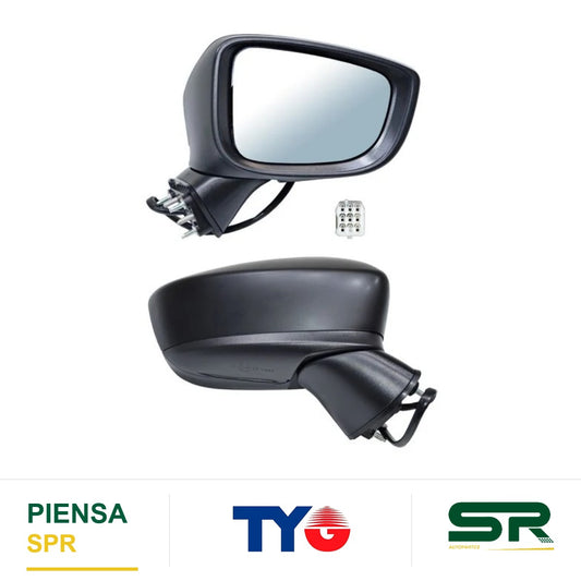 ESPEJO DERECHO ELÉCTRICO 6 PINES CON DIRECCIONAL CON DESEMPAÑANTE PARA PINTAR TOYOTA MAZDA 2 2016-2023 / TOYOTA YARIS R 2016-2020 TYG