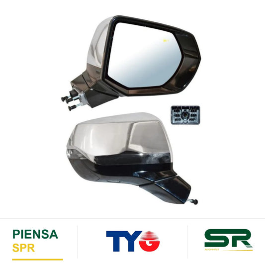ESPEJO DERECHO ELÉCTRICO 14 PINES CON DIRECCIONAL CON DESEMPAÑANTE AUTOABATIBLE CROMADO CON SENSOR DE PUNTO CIEGO CON MEMORIA CON LUZ INFERIOR CHEVROLET TAHOE / CHEVROLET YUKON 2021-2022 TYG