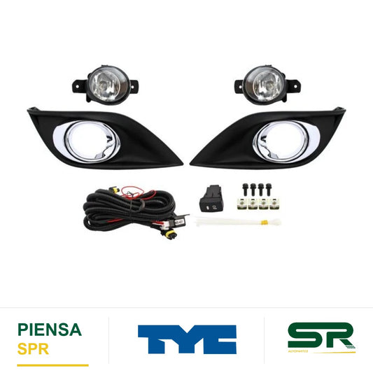FARO DE NIEBLA CROMADA JUEGO NISSAN VERSA 2015-2019 / V-DRIVE 2020-2023 C / PARRILLA FILO CENTRAL TYC