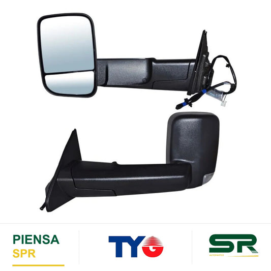 ESPEJO IZQUIERDO ELÉCTRICO 10 PINES CON DIRECCIONAL TEXTURIZADO CON LUZ INFERIOR DODGE PU RAM LINEA NUEVA TELESCOPICO 2019-2022 TYG