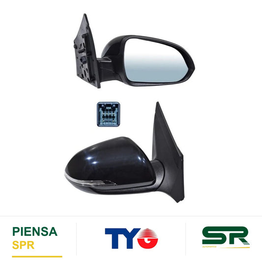 ESPEJO DERECHO ELÉCTRICO 6 PINES CON DIRECCIONAL CON DESEMPAÑANTE PARA PINTAR CON SENSOR DE PUNTO CIEGO HYUNDAI ACCENT S 2018-2022 TYG