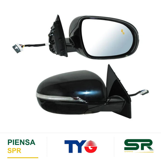 ESPEJO DERECHO ELÉCTRICO 14 PINES CON DIRECCIONAL CON DESEMPAÑANTE AUTOABATIBLE PARA PINTAR CON SENSOR DE PUNTO CIEGO CON MEMORIA KIA SORENTO 2016-2020 TYG