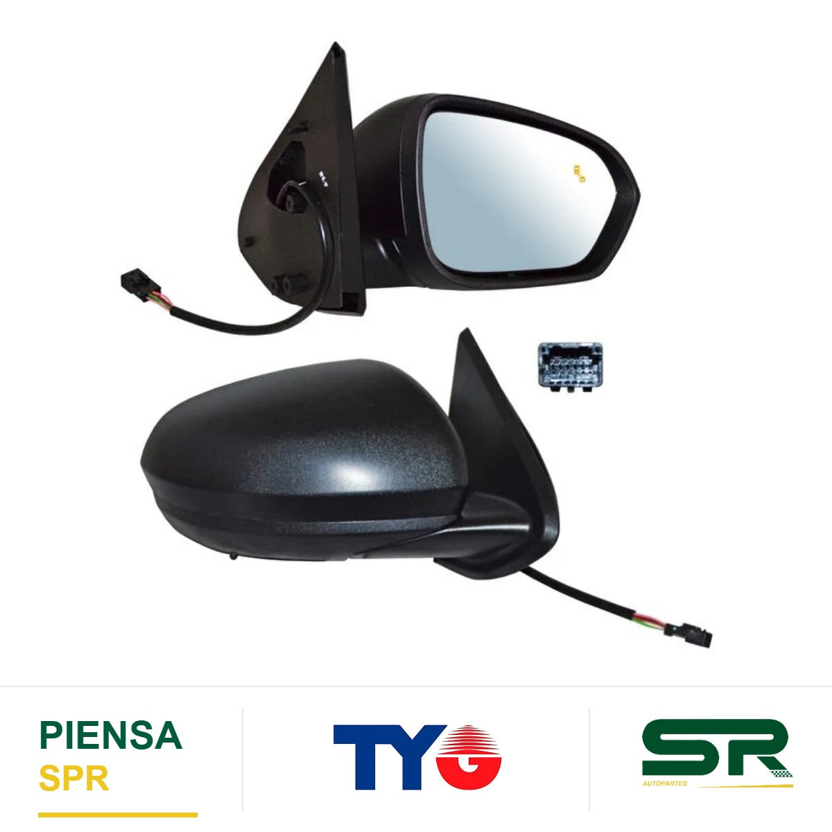 ESPEJO DERECHO ELÉCTRICO POROSO CON DESEMPAÑANTE CON SENSOR 9 PINES RENAULT DUSTER 2021-2025 TYG