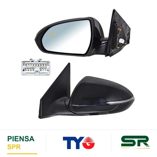 ESPEJO IZQUIERDO ELÉCTRICO 12 PINES CON DIRECCIONAL CON DESEMPAÑANTE PARA PINTAR CON SENSOR DE PUNTO CIEGO CON MEMORIA HYUNDAI ELANTRA 2019-2020 TYG