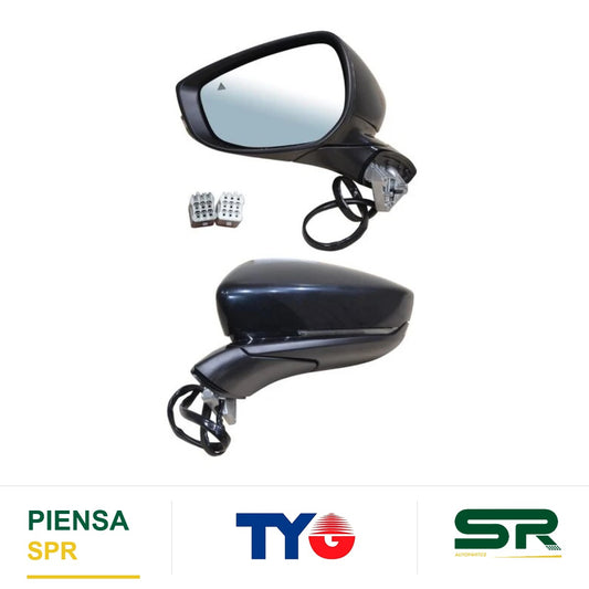 ESPEJO IZQUIERDO ELÉCTRICO 6 PINES CON DIRECCIONAL CON DESEMPAÑANTE PARA PINTAR CON SENSOR DE PUNTO CIEGO CON MEMORIA MAZDA CX30 2020-2025 TYG