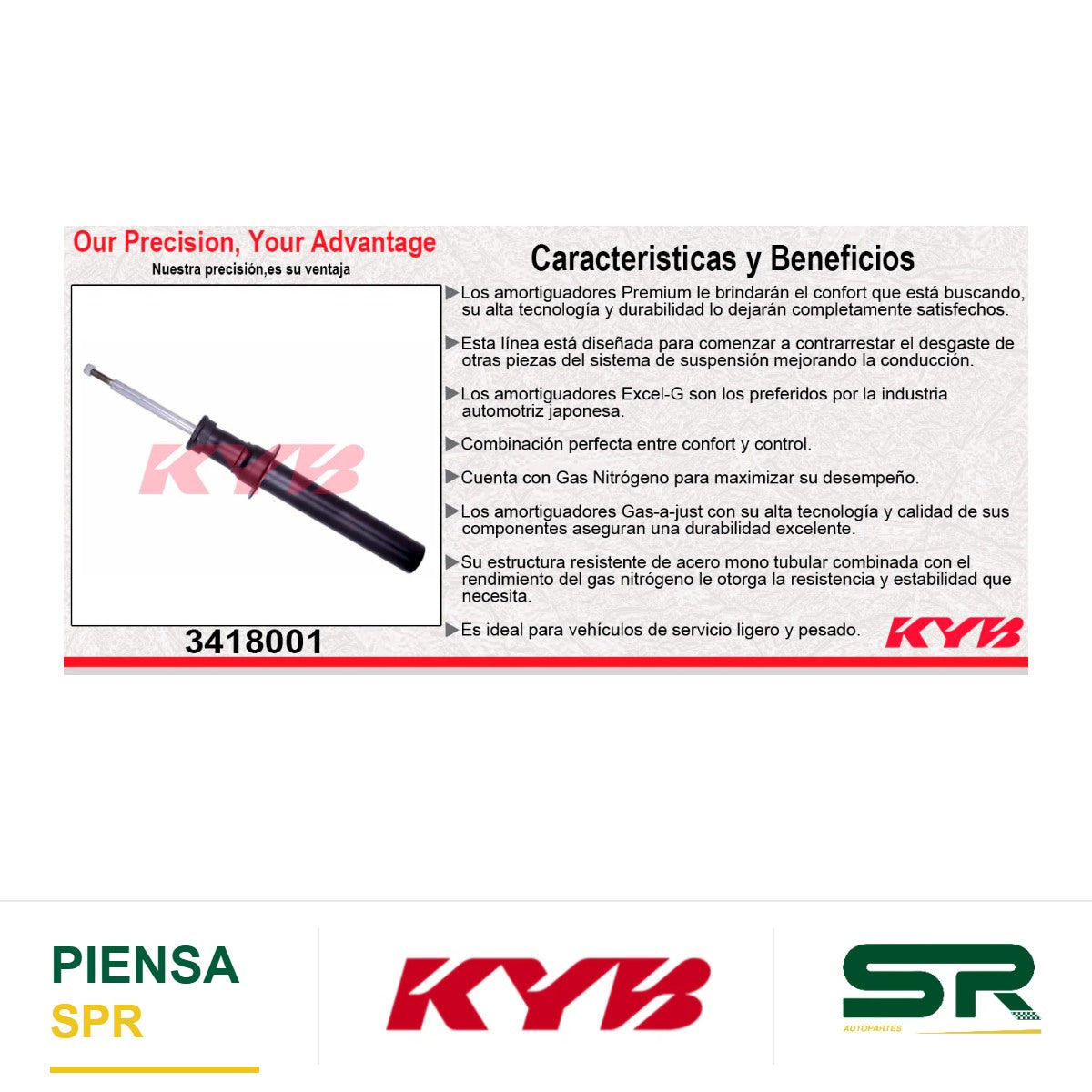 AMORTIGUADOR DELANTERO GAS EXCEL-G BMW X5 SIN SUSPENSIÓN M-TECHNIK (2014-2018) - X6 SIN SUSPENSIÓN M-TECHNIK (2015-2019). KYB