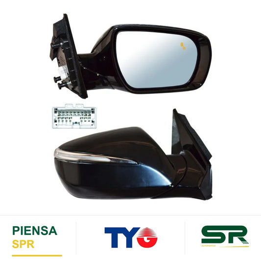ESPEJO DERECHO ELÉCTRICO 12 PINES CON DIRECCIONAL CON DESEMPAÑANTE PARA PINTAR CON SENSOR DE PUNTO CIEGO CON MEMORIA HYUNDAI SANTA FE 2017-2018 TYG