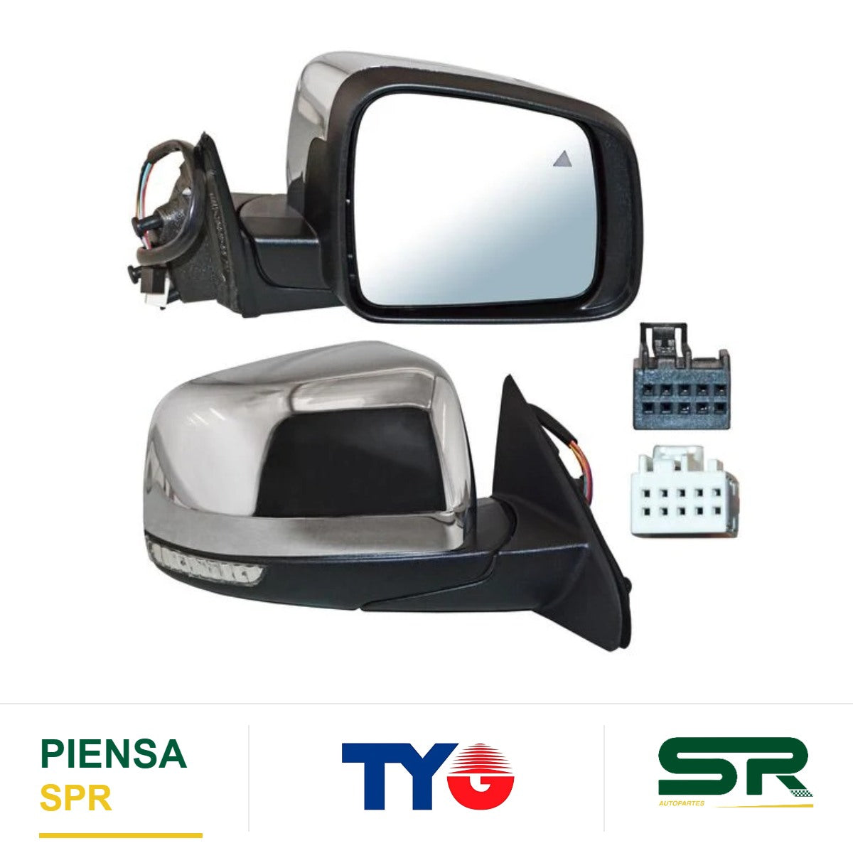 ESPEJO DERECHO ELÉCTRICO CROM CON MEM AUTOABATIBLE CON DESEMPAÑANTE CON SENSOR PUNTO CIEGO CON DIRECCIONAL 13 PINES JEEP GRAND CHEROKEE 2011-2017 TYG