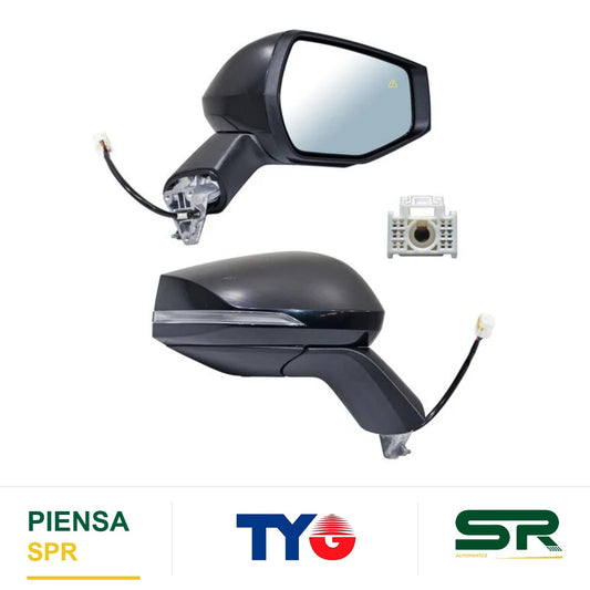 ESPEJO DERECHO ELÉCTRICO 8 PINES CON DIRECCIONAL CON DESEMPAÑANTE PARA PINTAR CON SENSOR DE PUNTO CIEGO KIA SPORTAGE POROSA 2023-2025 TYG