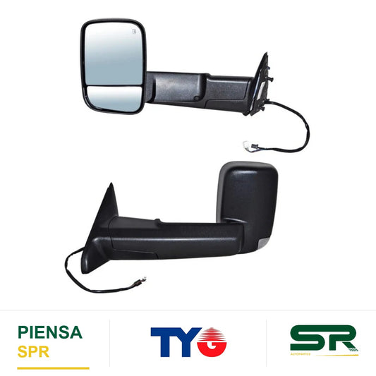 ESPEJO IZQUIERDO ELÉCTRICO 12 PINES CON DIRECCIONAL CON DESEMPAÑANTE TEXTURIZADO CON SENSOR DE PUNTO CIEGO CON LUZ INFERIOR DODGE PU 2013-2016 / DODGE TELESCOPICO C 2013-2016 / DODGE SENS TEMP 2013-2016 TYG