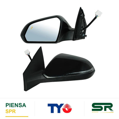 ESPEJO IZQUIERDO ELÉCTRICO CON DESEMPAÑANTE CON DIRECCIONAL PARA PINTAR CON SENS PUNTO CIEGO 8 PINES MTP HYUNDAI LAT SONATA 2018-2019 TYG