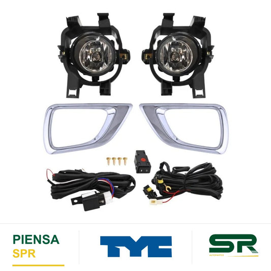 FARO DE NIEBLA CROMADA JUEGO NISSAN PICKUP NP-300 / FRONTIER 2016-2020 C / BISEL FONDO NEGRO + TYC