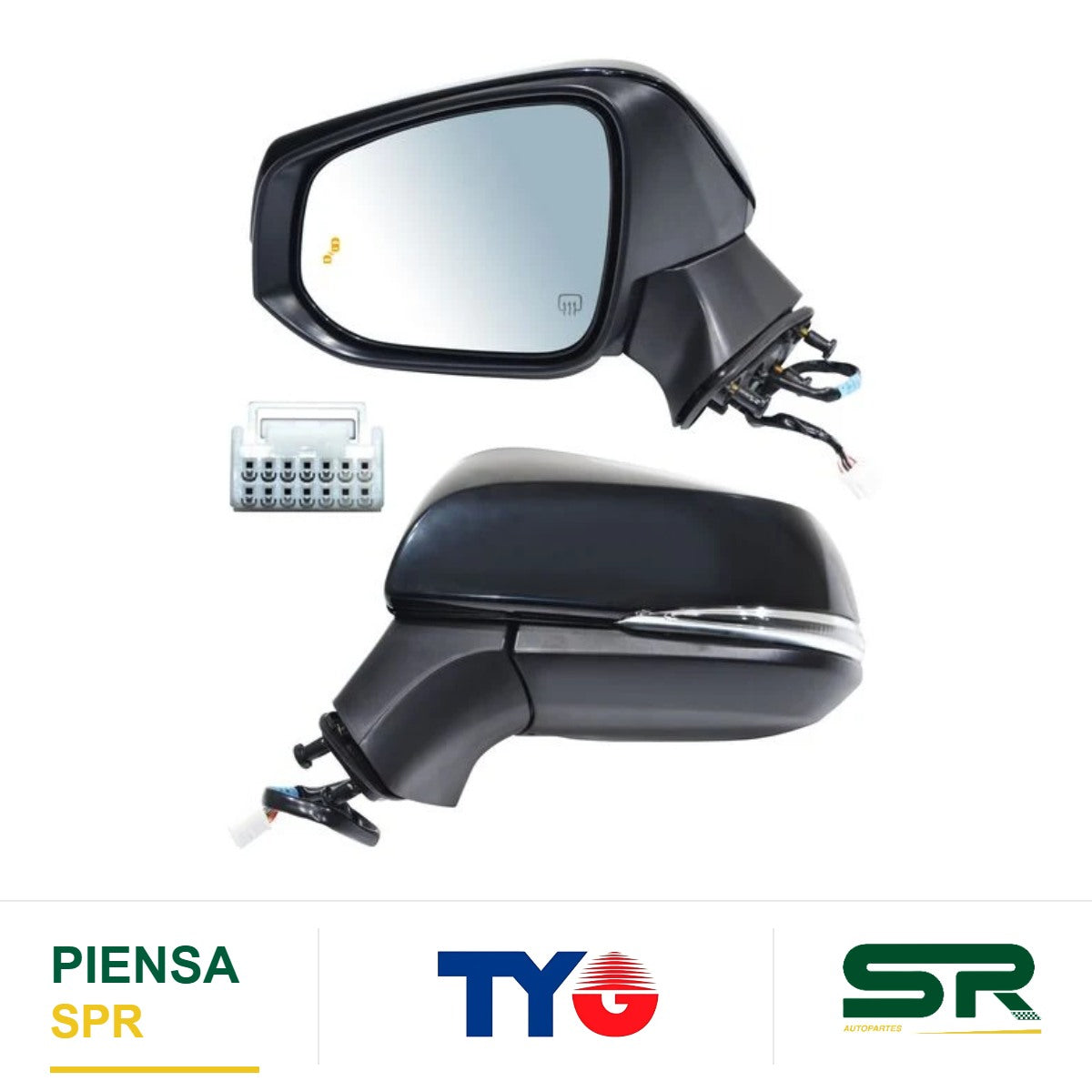 ESPEJO IZQUIERDO ELÉCTRICO PARA PINTAR CON DIRECCIONAL CON SENSOR PUNTO CIEGO CON DESEMPAÑANTE 8 PINES TOYOTA COROLLA CROOS 2022-2026 TYG