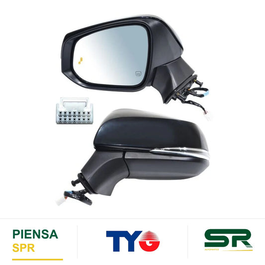 ESPEJO IZQUIERDO ELÉCTRICO 8 PINES CON DIRECCIONAL CON DESEMPAÑANTE PARA PINTAR CON SENSOR DE PUNTO CIEGO TOYOTA COROLLA CROOS 2022-2024 TYG