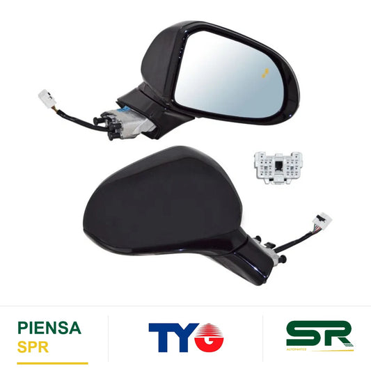 ESPEJO DERECHO ELÉCTRICO 8 PINES CON DESEMPAÑANTE PARA PINTAR CON SENSOR DE PUNTO CIEGO CON LUZ INFERIOR HYUNDAI SANTA FE 2019-2020 TYG