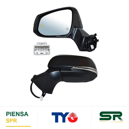 ESPEJO IZQUIERDO ELÉCTRICO 7 PINES CON DIRECCIONAL CON DESEMPAÑANTE PARA PINTAR CON SENSOR DE PUNTO CIEGO TOYOTA HIGHLANDER 2020-2024 TYG