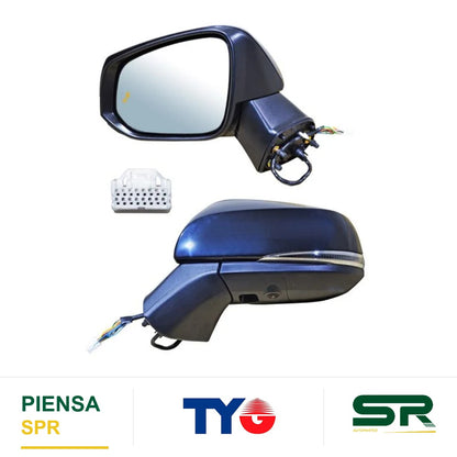 ESPEJO IZQUIERDO ELÉCTRICO PARA PINTAR CON DESEMPAÑANTE CON DIRECCIONAL CON LUZ INFERIOR CON SENS PUNTO CIEGO CON CÁMARA 14 PINES TOYOTA RAV-4 2019-2025 TYG