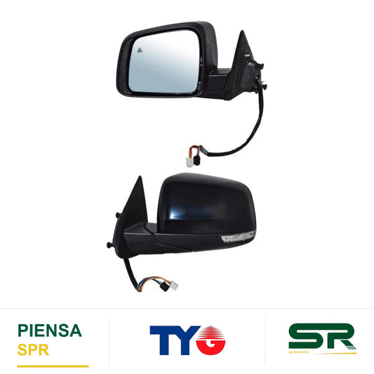 ESPEJO IZQUIERDO ELÉCTRICO 13 PINES CON DIRECCIONAL CON DESEMPAÑANTE PARA PINTAR CON SENSOR DE PUNTO CIEGO CON MEMORIA DODGE DURANGO 2012-2020 TYG