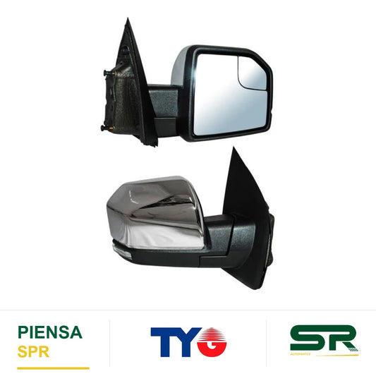 ESPEJO DERECHO ELÉCTRICO 15 PINES CON DIRECCIONAL CON DESEMPAÑANTE AUTOABATIBLE CROMADO CON SENSOR DE PUNTO CIEGO CON MEMORIA CON LUZ INFERIOR LED FORD PICKUP / FORD F-150 2015-2020 TYG