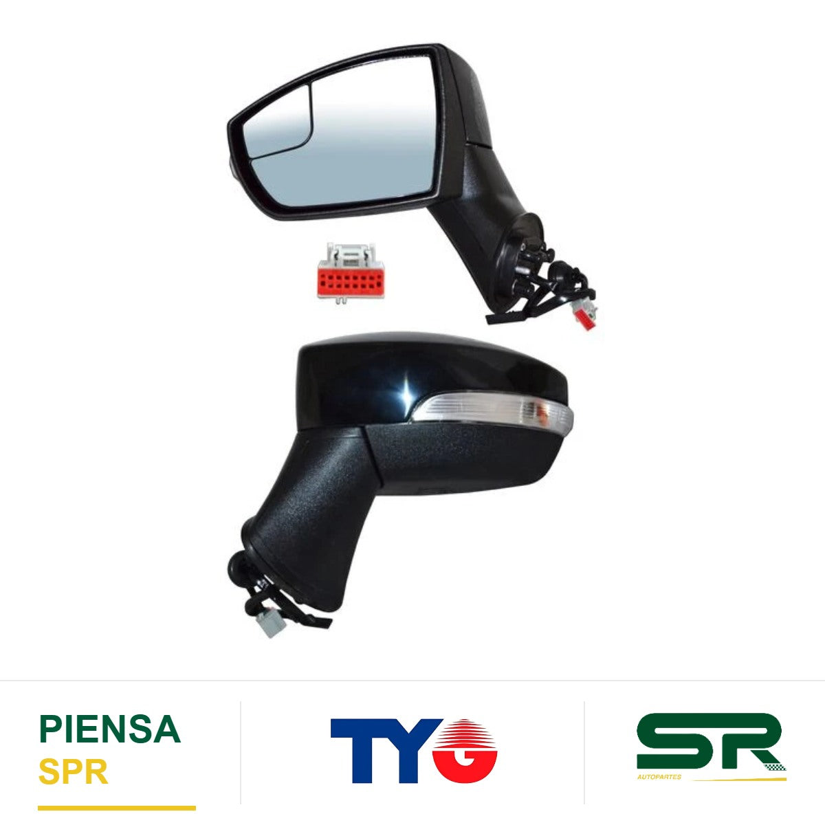 ESPEJO IZQUIERDO ELÉCTRICO PARA PINTAR CON PUNTO CIEGO CON DIRECCIONAL CON DESEMPAÑANTE 7 PINES FORD ECOSPORT 2018-2021 TYG
