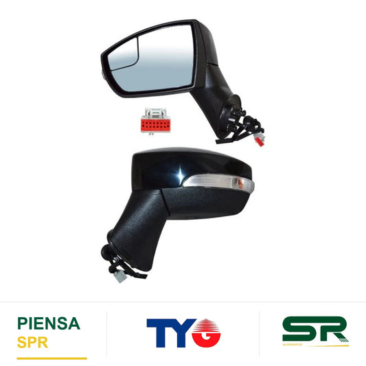 ESPEJO IZQUIERDO ELÉCTRICO 7 PINES CON DIRECCIONAL CON DESEMPAÑANTE PARA PINTAR CON SENSOR DE PUNTO CIEGO FORD ECOSPORT 2018-2021 TYG