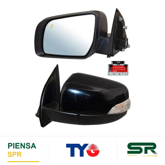 ESPEJO IZQUIERDO ELÉCTRICO CON DESEMPAÑANTE AUTOABATIBLE PARA PINTAR CON SENSOR DE PUNTO CIEGO CON LUZ INFERIOR FORD RANGER 2017-2021 TYG