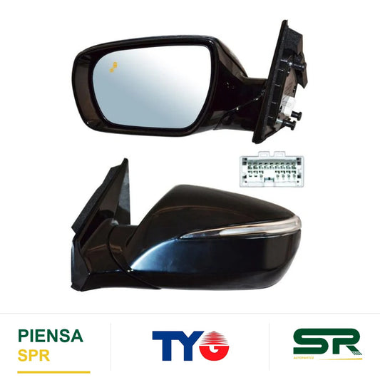 ESPEJO IZQUIERDO ELÉCTRICO 12 PINES CON DIRECCIONAL CON DESEMPAÑANTE PARA PINTAR CON SENSOR DE PUNTO CIEGO CON MEMORIA HYUNDAI SANTA FE 2017-2018 TYG