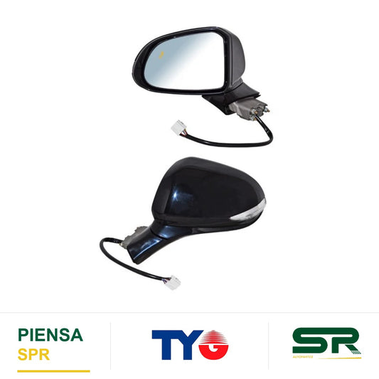 ESPEJO IZQUIERDO ELÉCTRICO 10 PINES CON DIRECCIONAL CON DESEMPAÑANTE PARA PINTAR CON SENSOR DE PUNTO CIEGO CON LUZ INFERIOR HYUNDAI SANTA FE 2019-2020 TYG