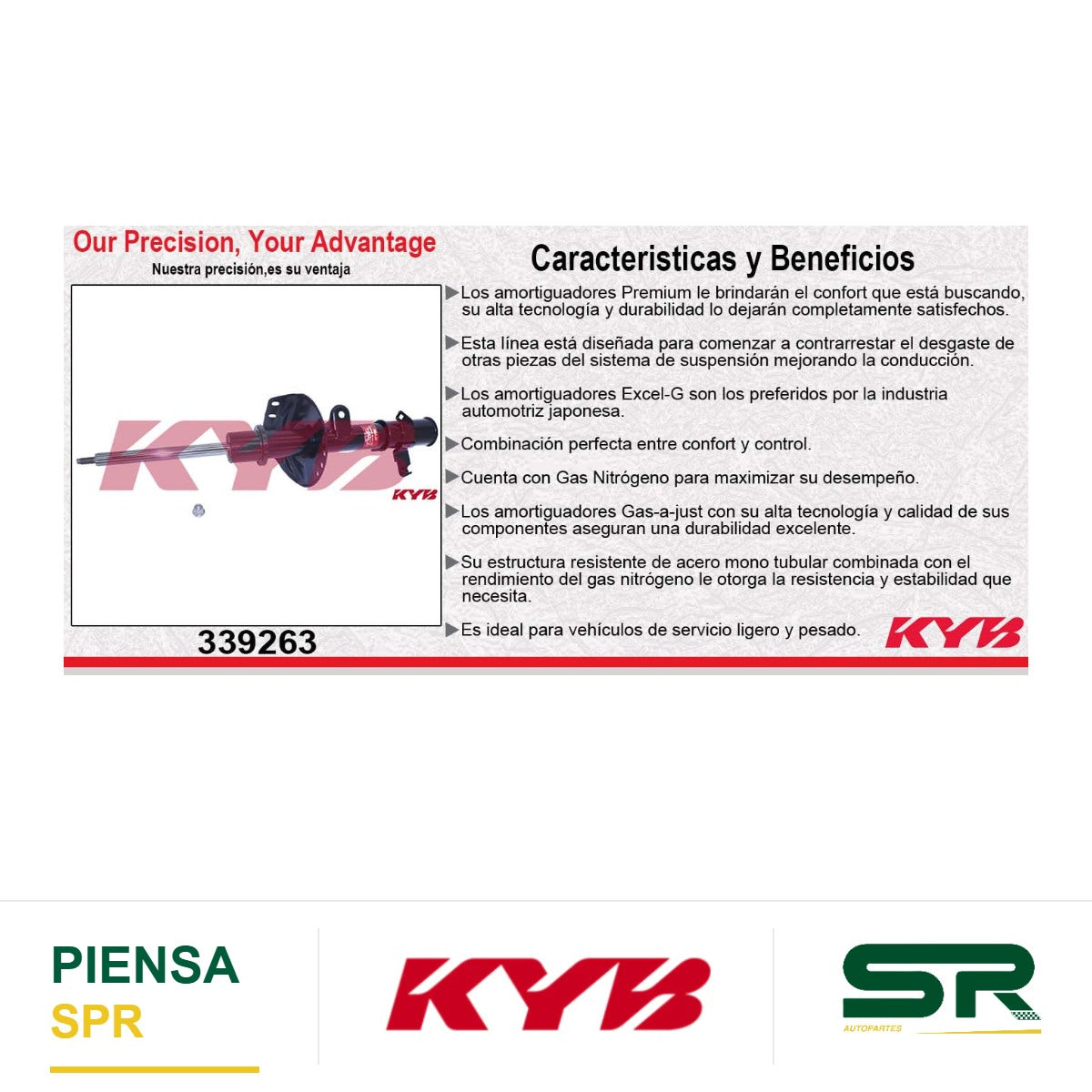 AMORTIGUADOR DELANTERO DERECHO GAS EXCEL-G HONDA ODYSSEY (2008-2010). KYB