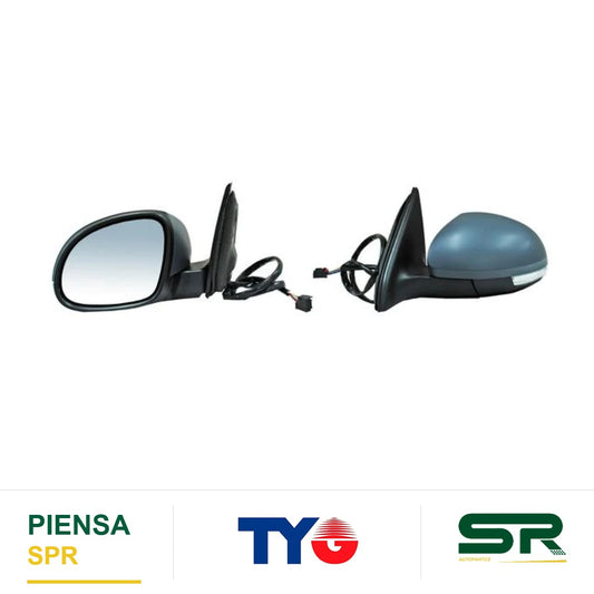 ESPEJO IZQUIERDO ELÉCTRICO 13 PINES CON DIRECCIONAL CON DESEMPAÑANTE AUTOABATIBLE PARA PINTAR CON LUZ INFERIOR VOLKSWAGEN TIGUAN 2009-2017 TYG