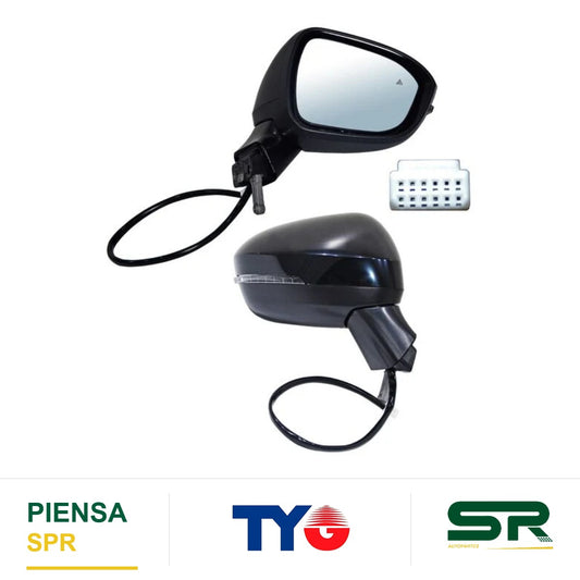 ESPEJO DERECHO ELÉCTRICO 7 PINES CON DIRECCIONAL CON DESEMPAÑANTE PARA PINTAR NISSAN XTRAIL 2023-2025 / NISSAN ROGUE SOLO 2021-2023 TYG