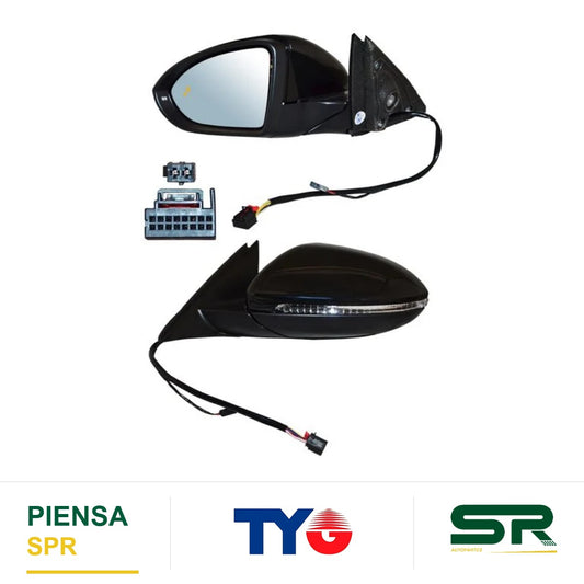 ESPEJO IZQUIERDO ELÉCTRICO 12 PINES CON DIRECCIONAL CON DESEMPAÑANTE CON SENSOR DE PUNTO CIEGO CON MEMORIA VOLKSWAGEN JETTA 2019-2025 TYG